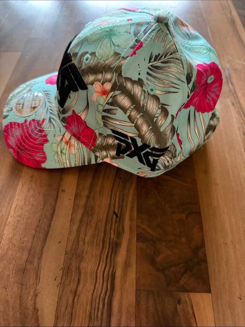 PXG Tropical Floral womans Hat in Aqua and Hot Pink